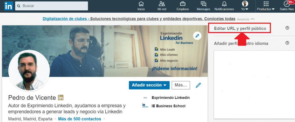 url perfil Linkedin dónde encontrarla