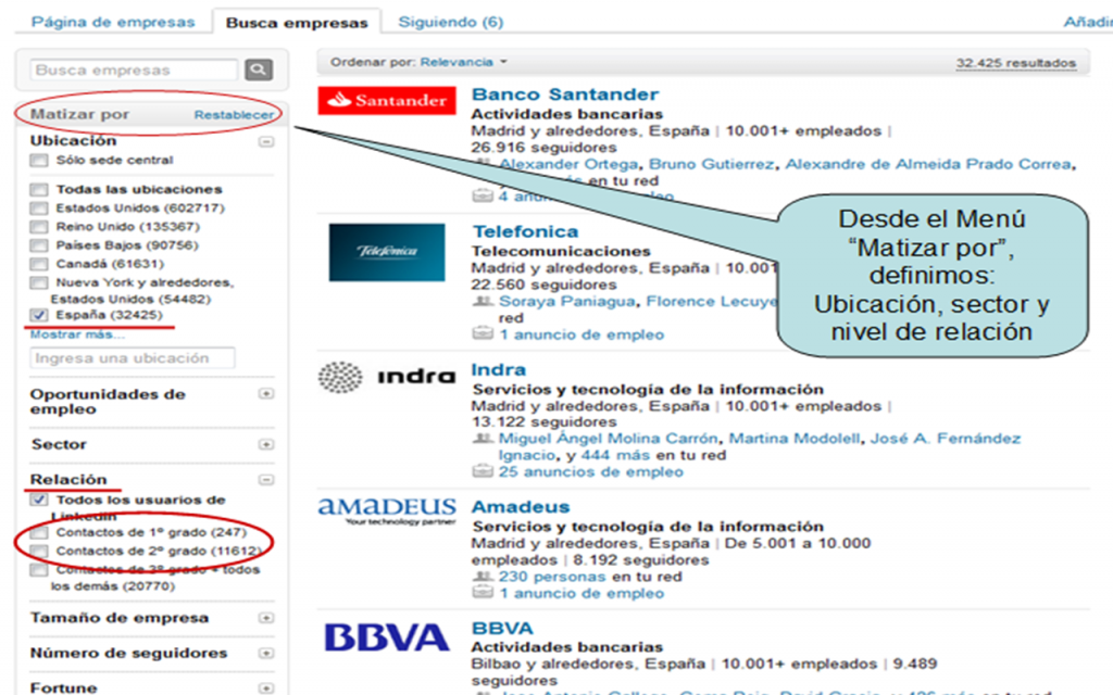 Empresas con contactos de 2 nivel
