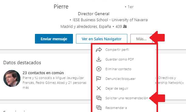 Perfil Linkedin Recomendaciones