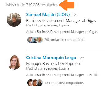 Análisis de red vía búsqueda avanzada en Linkedin 2