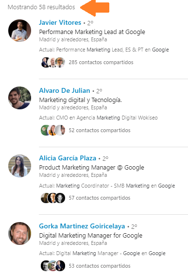 Análisis de red vía búsqueda avanzada en Linkedin 6