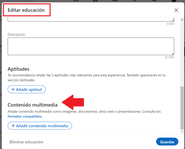 Cómo subir documentos al perfil de Linkedin 10