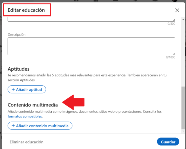 Subir documentos perfil Linkedin 10