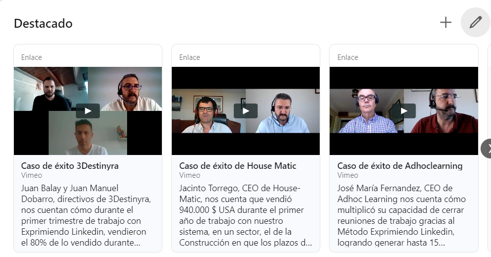 Subir documentos perfil Linkedin