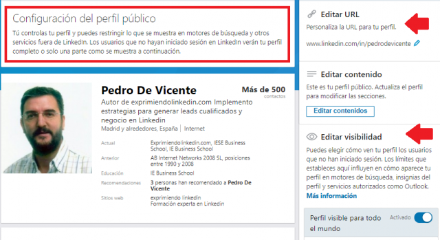 Cómo configurar Linkedin Configuración del perfil público