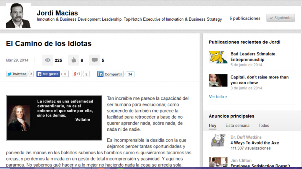 Plataforma blogging Linkedin