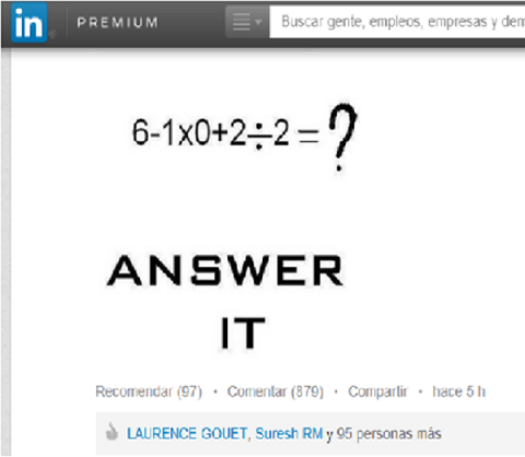 Juegos matemáticos en Linkedin