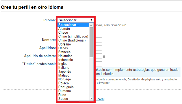 Crear el perfil Linkedin en diferentes Idiomas