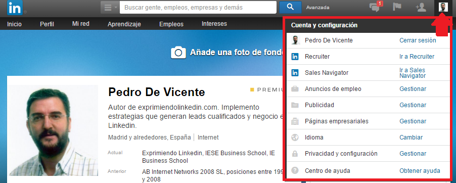 Configuración y centro de ayuda Linkedin