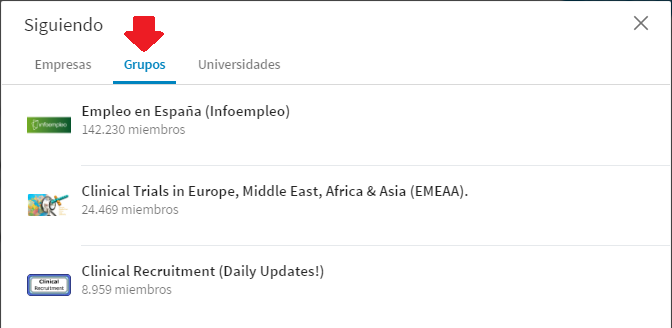 Mis Grupos nuevo perfil Linkedin