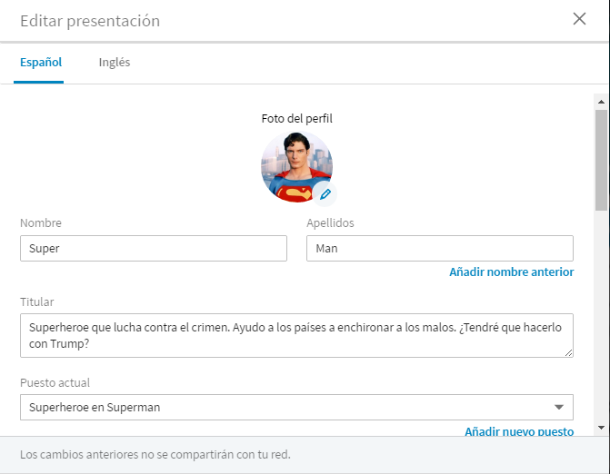 Cambios en el perfil Linkedin 3