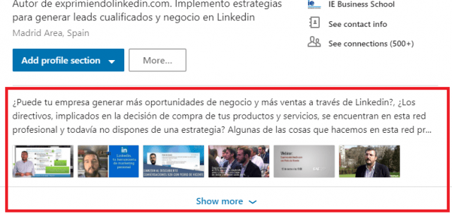 Mejoras en el perfil Linkedin Extracto