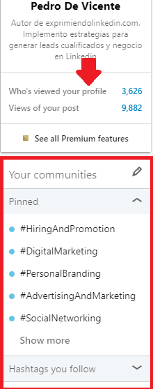 Mejoras en el perfil Linkedin uso de hashtags