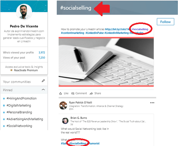 los hashtags en Linkedin 3