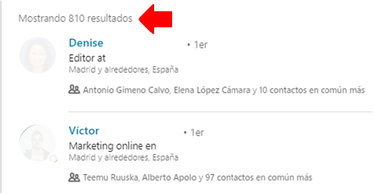 Linkedin gestión contactos - el filtro contacto de 4
