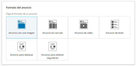 Linkedin ads - FORMATO anuncio