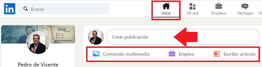 Creación del perfil de Linkedin - crear contenidos