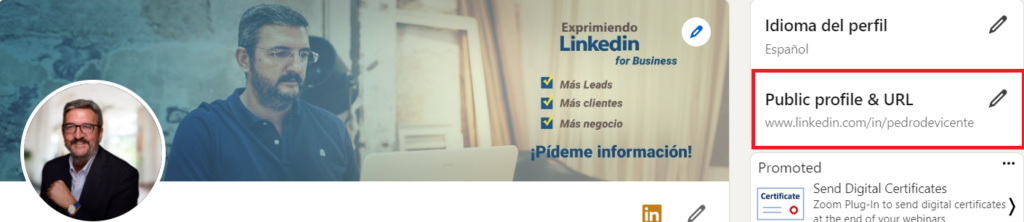 Creación del perfil de Linkedin - personaliza URL perfil linkedin 3