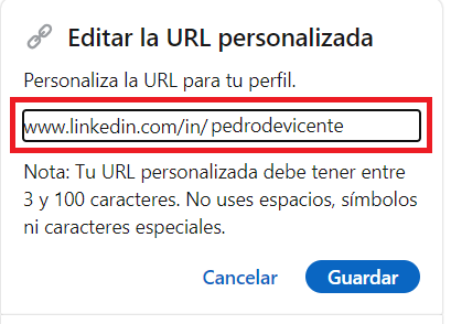 Creación del perfil de Linkedin - personaliza URL perfil linkedin 5