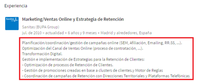 Creación perfil Linkedin - cargo actual