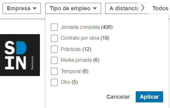 Linkedin empleos Tipo de empleo