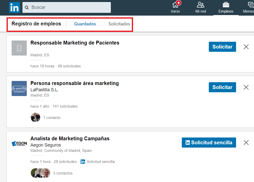 Linkedin empleos empleos guardados 2