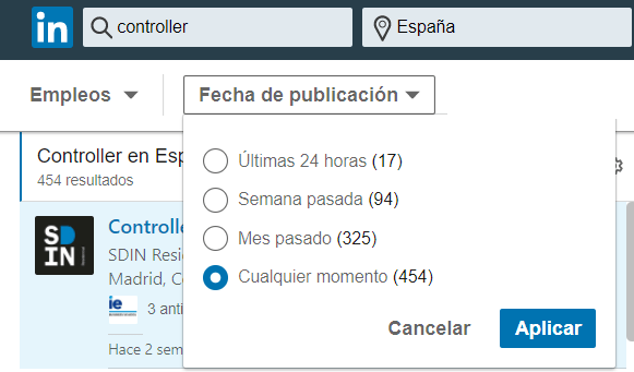 Linkedin empleos fecha publicación