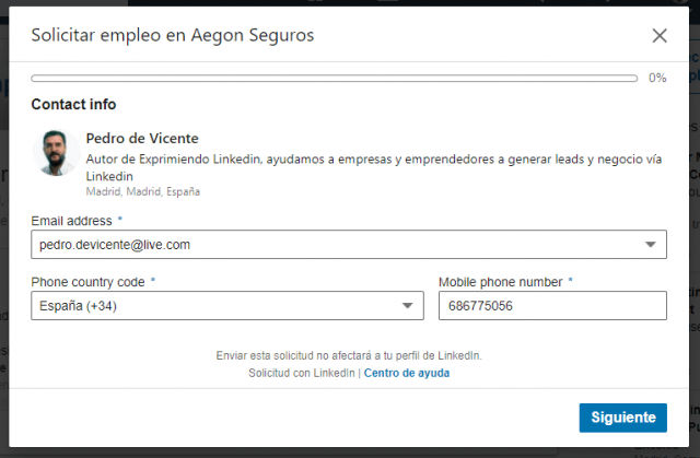 Linkedin empleos solicitud sencilla 2