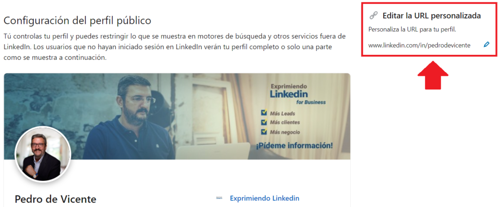 cómo personalizar la URL del perfil de Linkedin 3