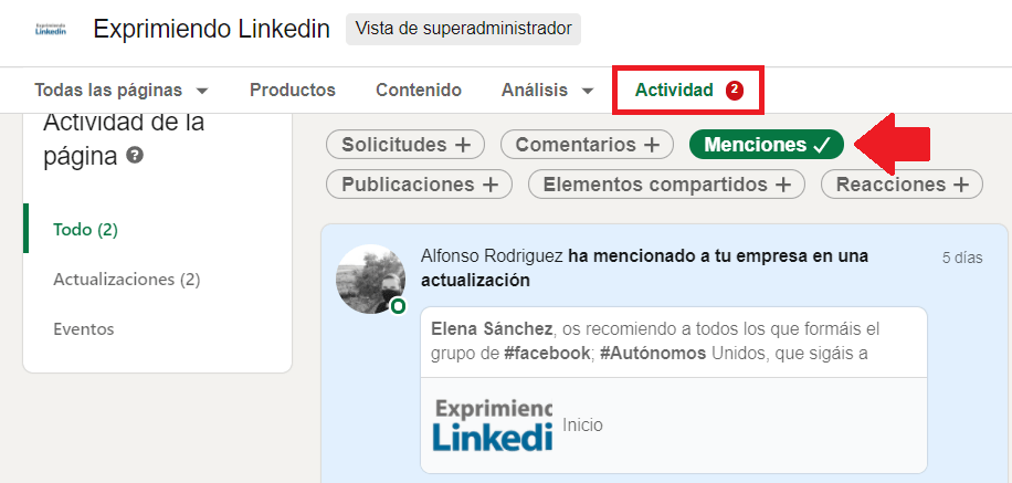 menciones en linkedin para empresas