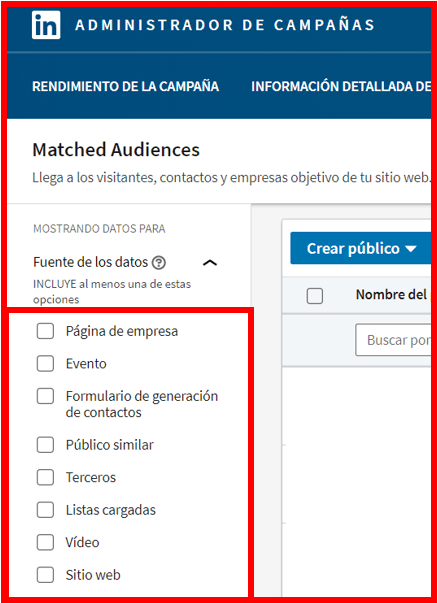 Linkedin Insight Tag - Otros públicos personalizados