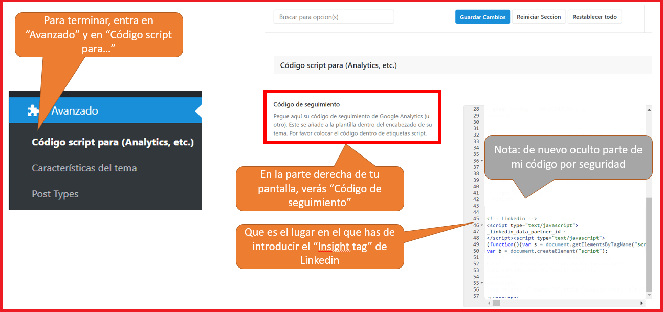 Linkedin Insight Tag - cómo ponerlo en wordpress 2