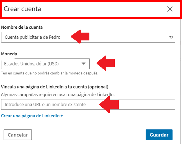 Linkedin Insight Tag - crear cuenta publicitaria3