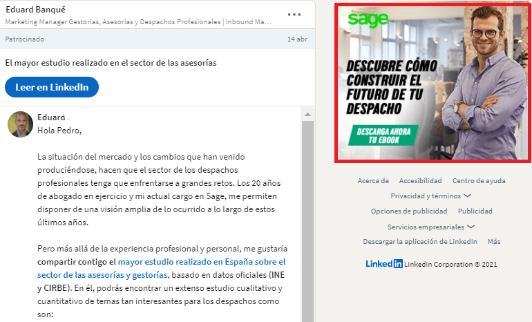 Ventajas campañas mensajes Inmail en Linkedin