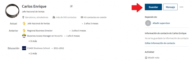 Linkedin sales navigator - guardar perfiles de usuario