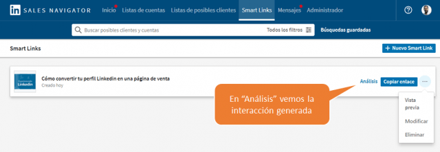 Linkedin sales navigator - los smart links 11