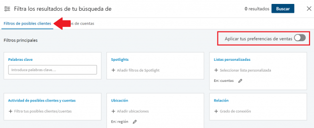 Linkedin sales navigator - preferencias de venta 2