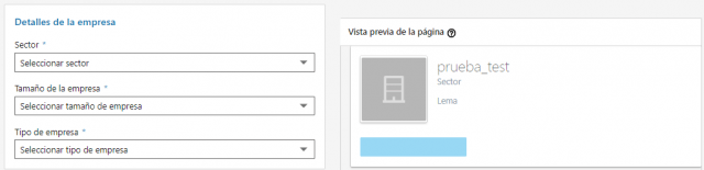 Página de empresa en Linkedin Detalles de la empresa
