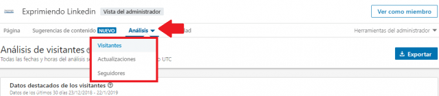La página de empresa en Linkedin - Analítica