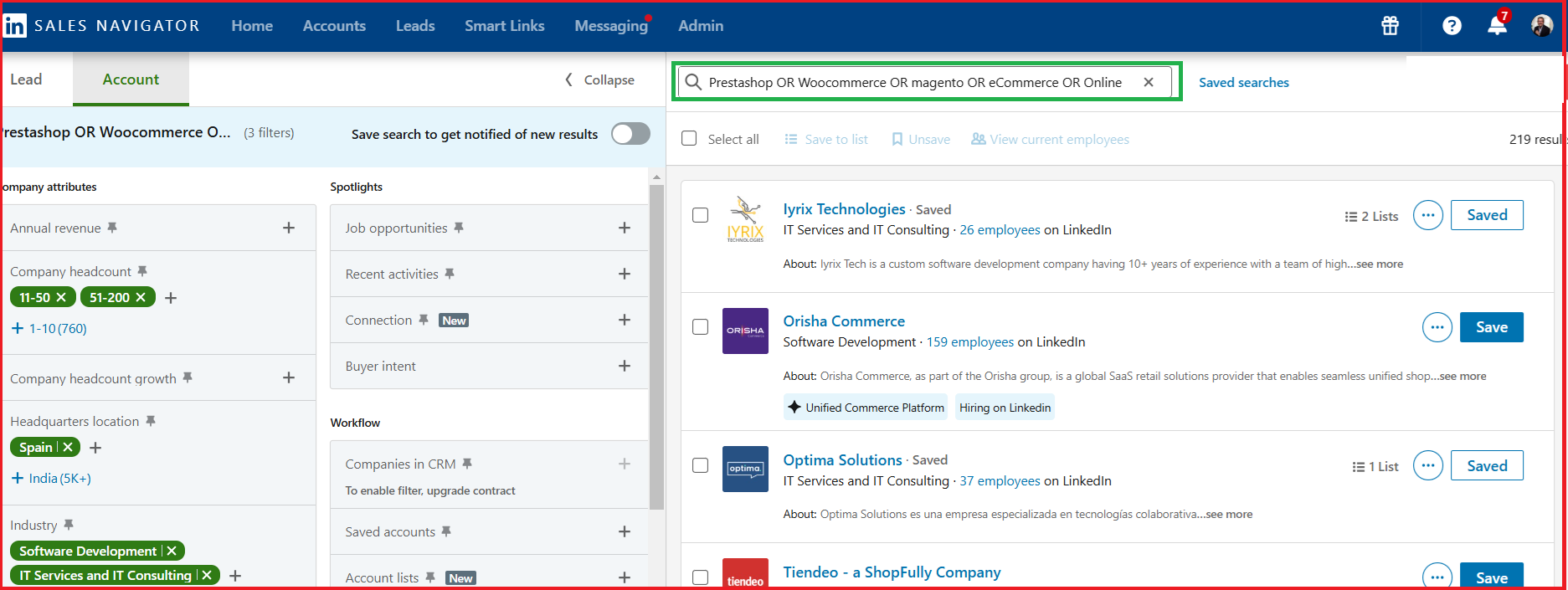 Cómo construir listas de potenciales clientes con Linkedin 7
