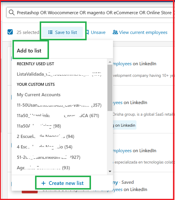 Como construir listas de potenciales clientes con Linkedin 9